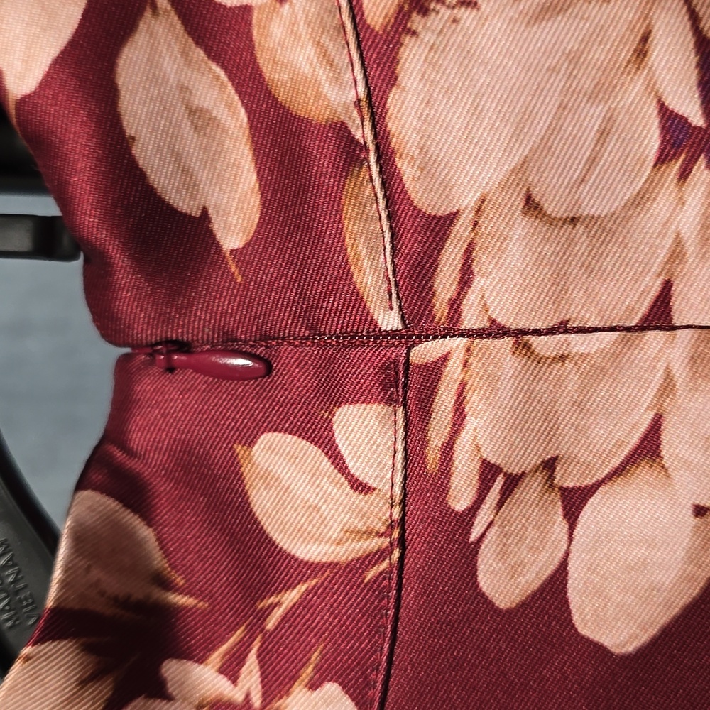 Belle Badgley Mischka Floral Halter Neck Women's Dress - Burgundy and Cream Sz14 - Picture 11 of 16
